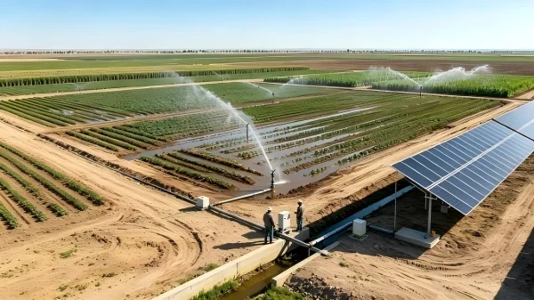 Solar irrigation project in Mexico powered by HydroSolar Farm water pumping solution.